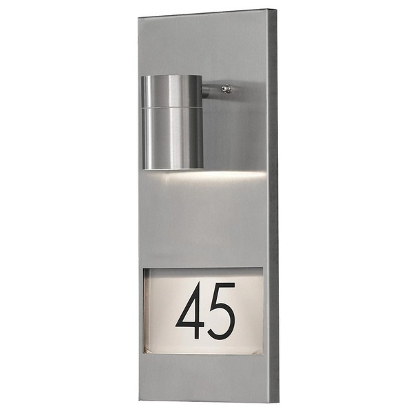 AußEn-Wandleuchte Modena, Mit Hausnummern, GU10 Max. 35W, Edelstahl 304 / Klargl-image
