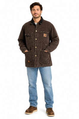 Carhartt C02 DK8 Mens Rustic Duck Brown Barn Coat Chore Blanket Lined sz S