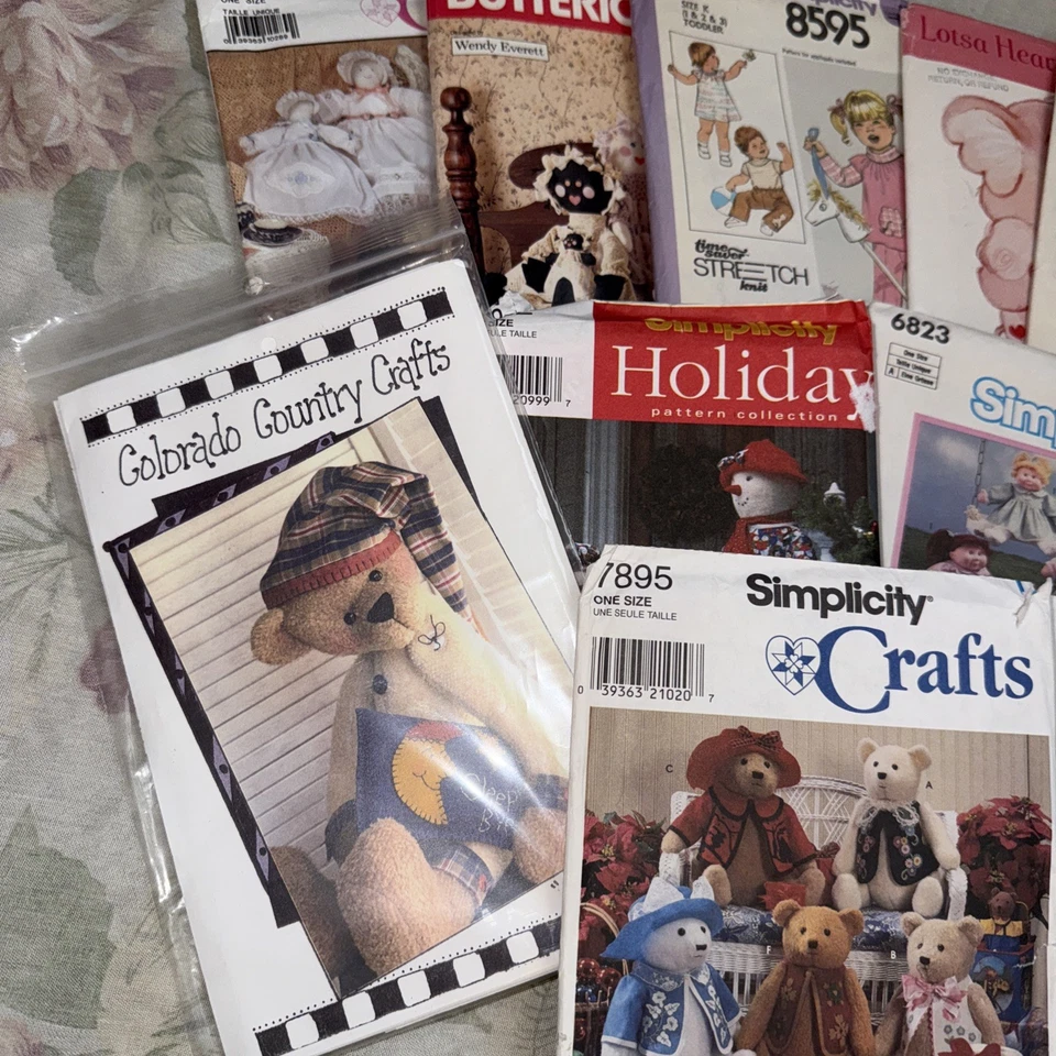 Lot Of 16 Vintage Craft SEWING Patterns Used 1980’s-90’s Bears Dolls Folk Art - Image 2 of 4