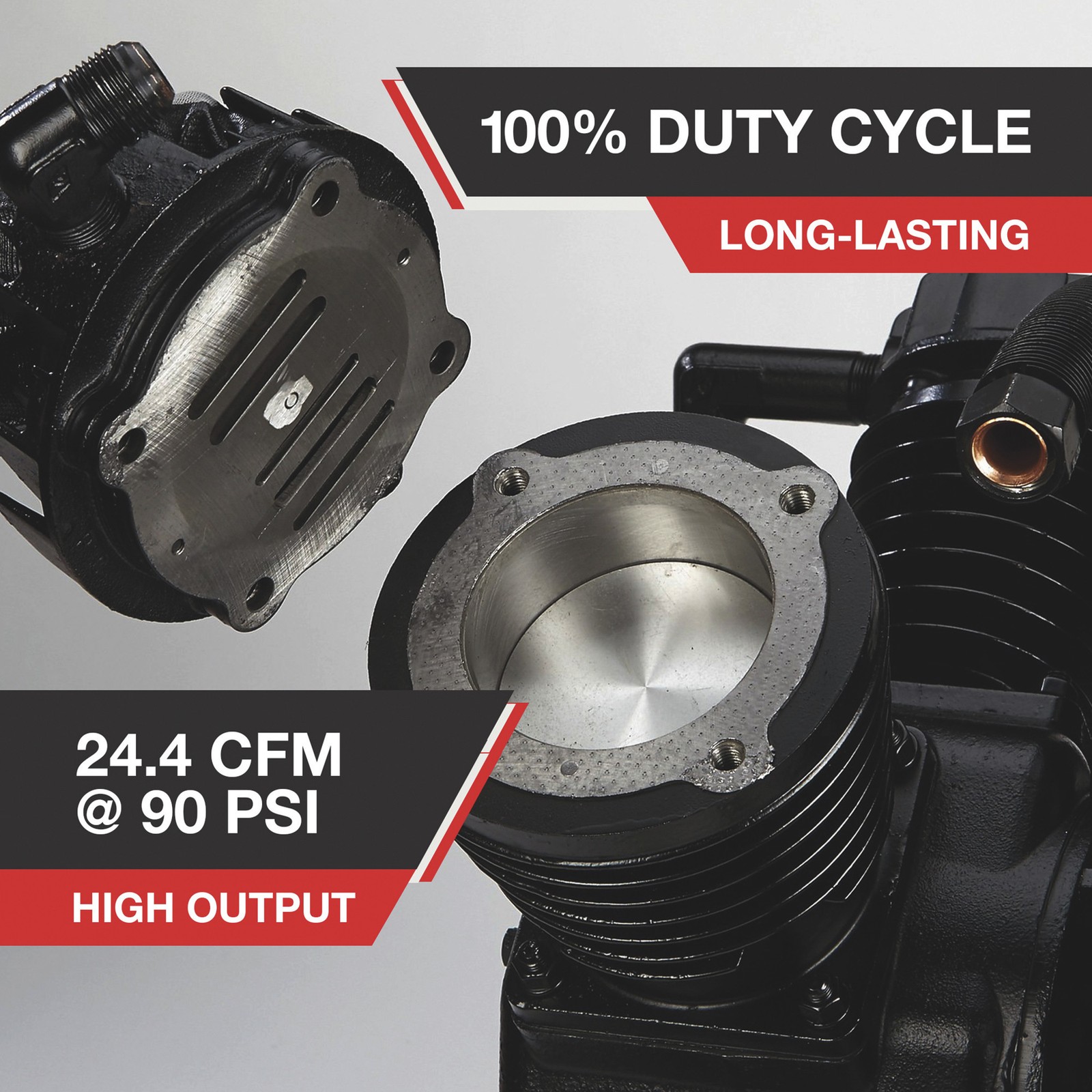 NorthStar Air Compressor Pump, 2-Stage, 2-Cylinder, 24.4 CFM @ 90 PSI, 175 Max.