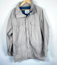80s Woolrich Parka Men's XL Light Gray Zip Up Jacket USA Made Outdoors (No Hood)