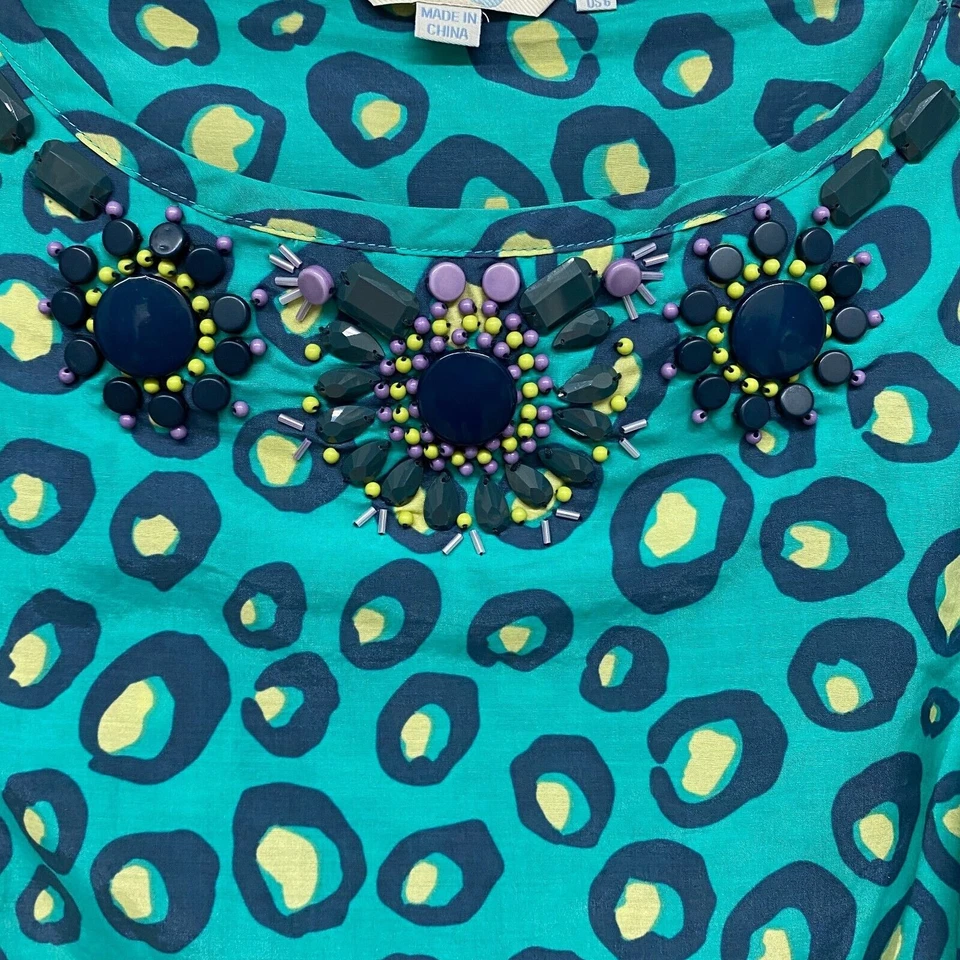 Camisa Boden para mujer 6 azul seda algodón camiseta sin mangas con cuentas pulóver ligero Foto 2 de 4