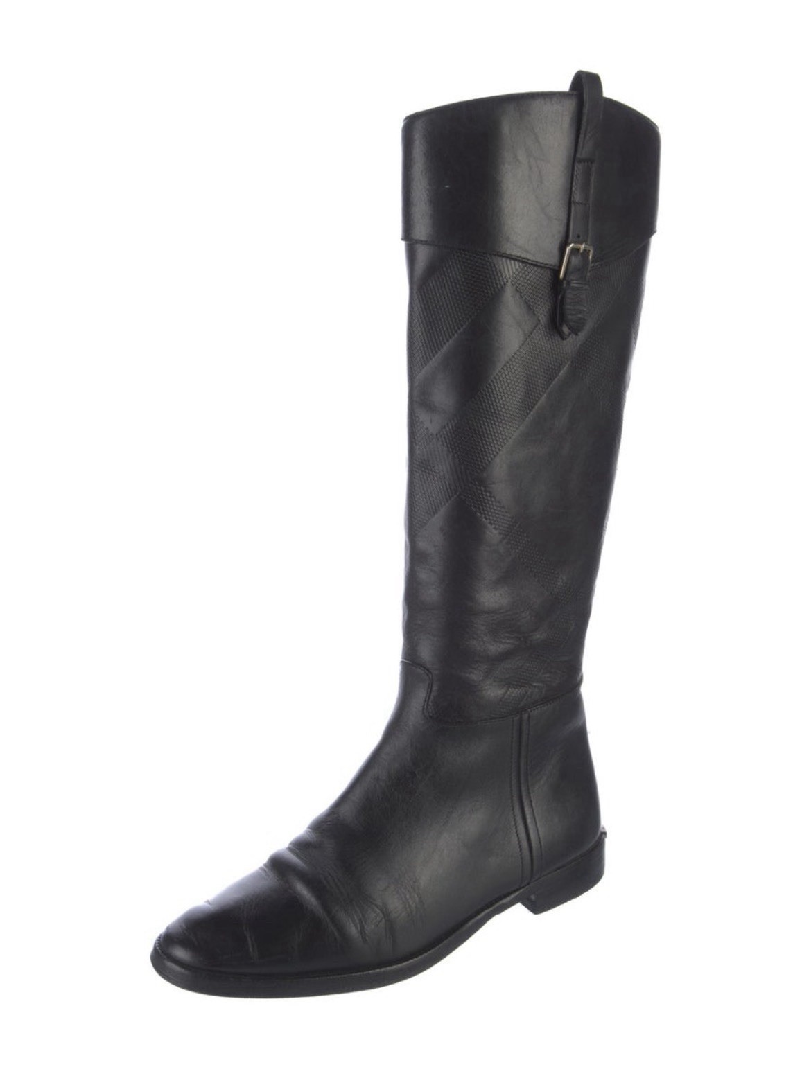 Burberry Authentic Solid Black Leather Riding Boo… - image 2