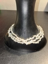 Strand Natural White Baroque Cultured Fresh Water Pearl Necklace Choker 15-17  