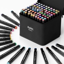 Alcohol Markers 80 Colors,Chisel  Fine Dual Tip Marker Set for Adu... Fast Ship