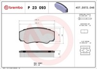 Brembo Bremsbelagsatz, Scheibenbremse P 23 093 FüR Peugeot Fiat CitroËN