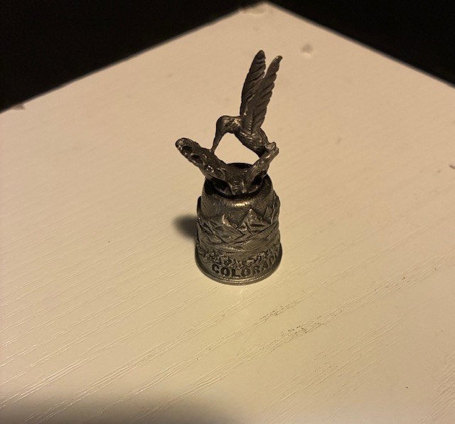 Thimble pewter Colorado with hummingbird