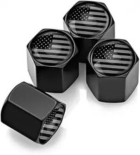 Flag Tire Valve Stem Caps 4-pack Universal Anti-rust Airtig Color Blackgray