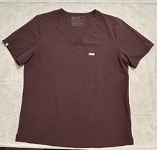 Figs Catarina One-Pocket Scrub Top Burgundy Maroon Size XL