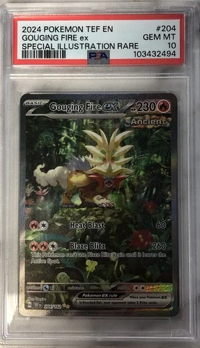 Gouging Fire ex 204/162 Pokemon Temporal Forces SIR Holo PSA 10