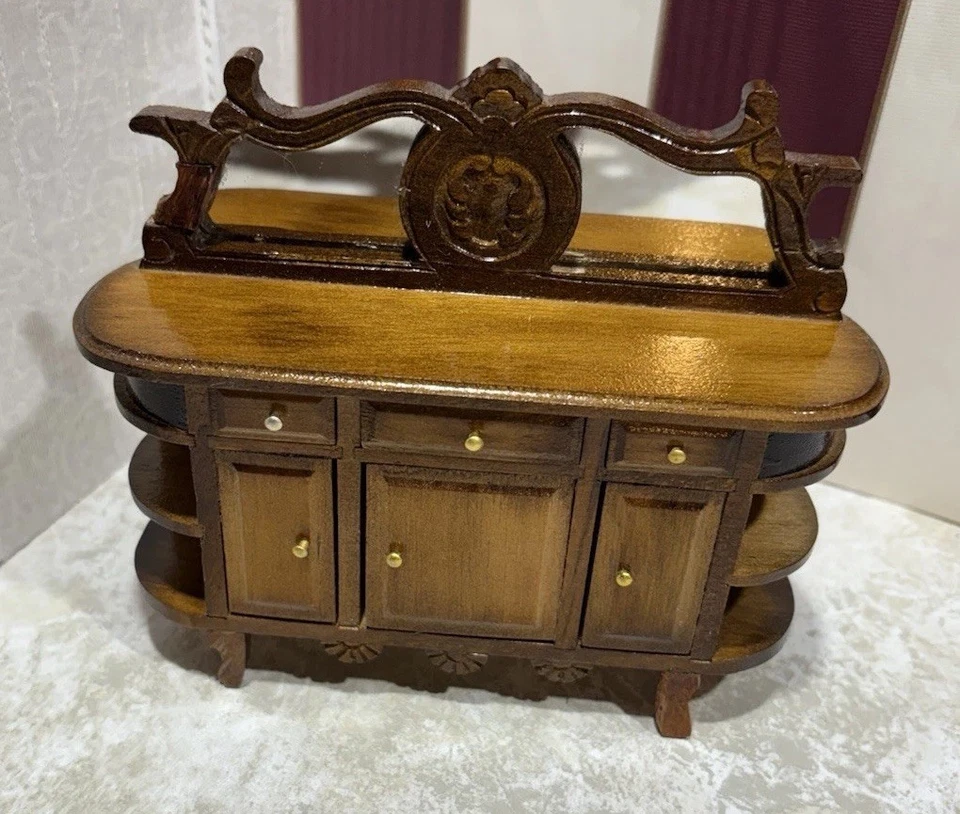 Vintage Bespaq? Mirrored Sideboard Buffet Server Dollhouse Miniature 1:12. EUC - Image 3 of 4