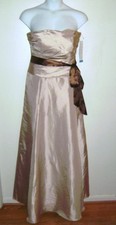 Bill Levkoff 880 Camel & Chocolate Sleeveless Full-Length Dress Gown Sz 16 NWT