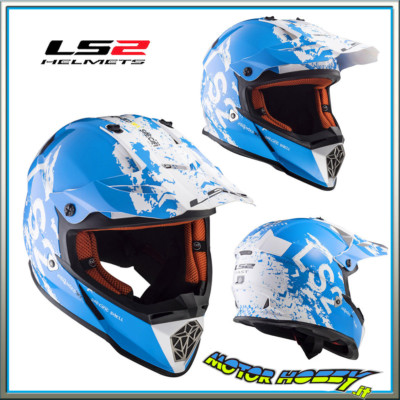 HELM CROSS ENDURO MOTARD LS2 MX437 FAST SPOT GRÖSSE L WEISS BLAU GRÖSSE L