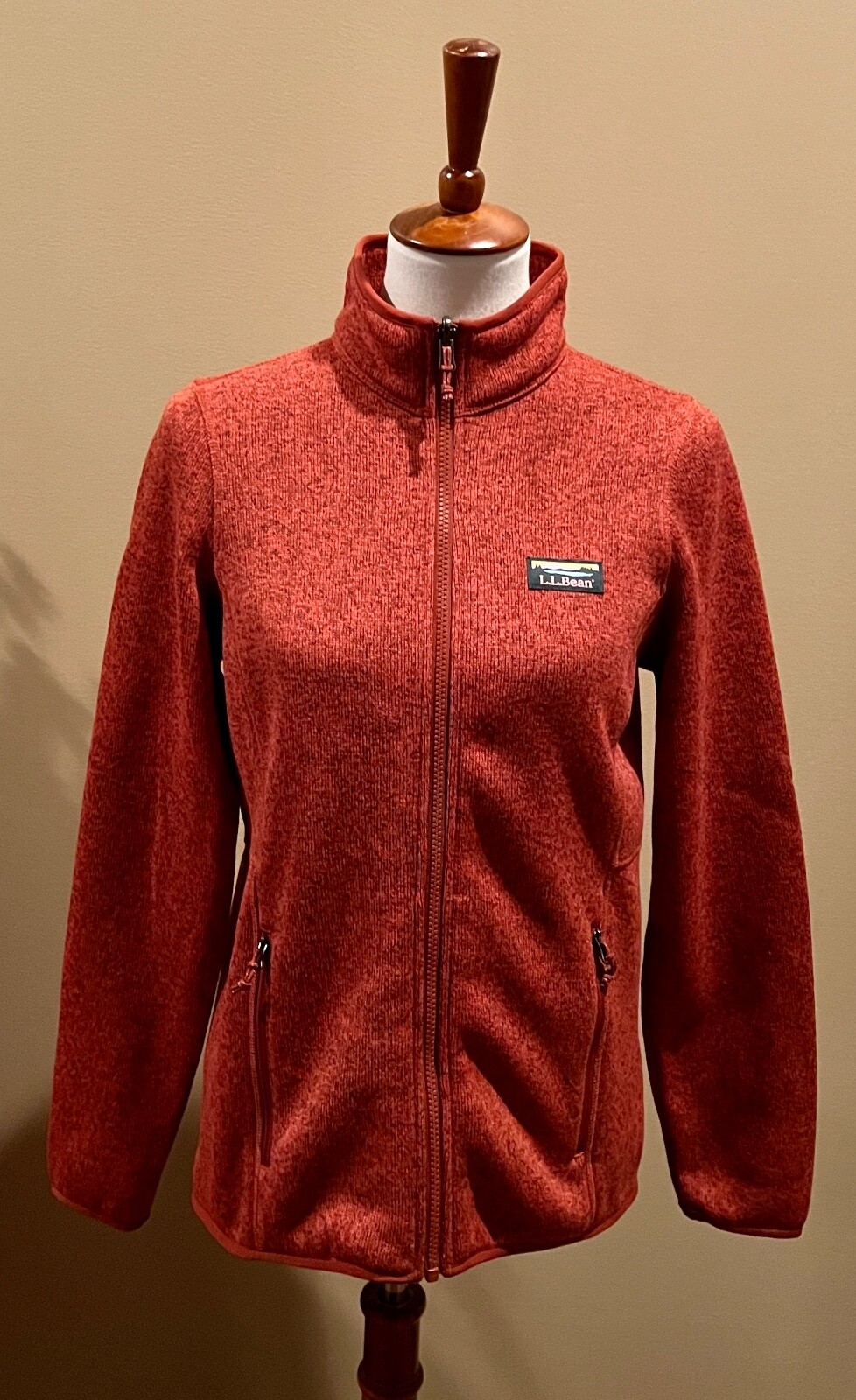 LL Bean Women’s Rust Like Knit Fleece Full Zip Sweater Jacket Sz XS