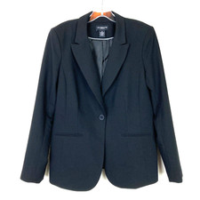 Liz Claiborne One Button Blazer Size 6 Black Stretch Lined Business Office