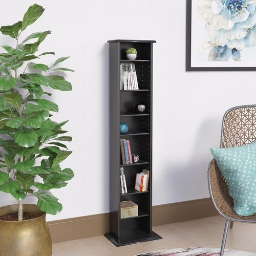 Elegant 13" Wide Black Media Cabinet with Adjustable Shelves - Space Saver - Picture 5 of 9
