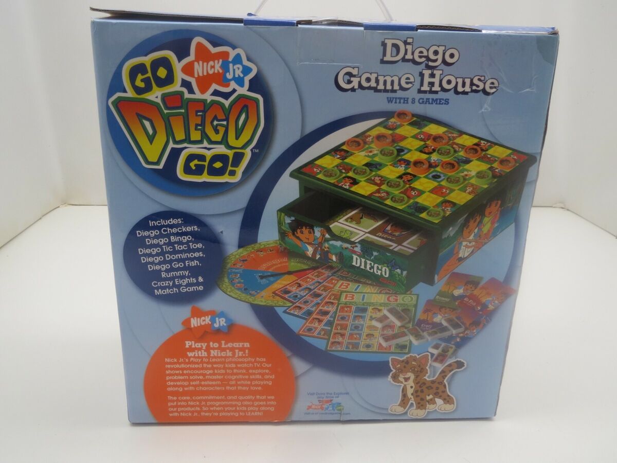 Nick Jr Diego Game House 8 Games Checkers Bingo Tic Tac Toe Dominoes Wooden  BOX