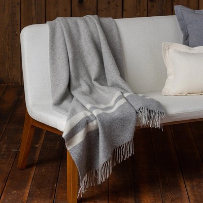 Alicia Adams Alpaca Canyon Throw 51x71 NWT $495 Light Gray