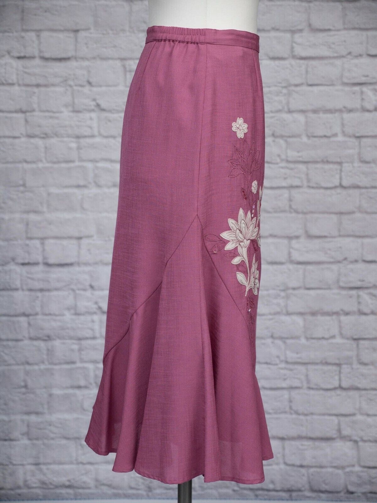 Eastex Skirt 10 Pink Fishtail Flippy Hem Mother Bride Applique *Needs