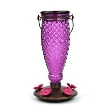 Perky-Pet 9102-1SR Purple Diamond Wine Top Fill Glass Hummingbird Feeder with...