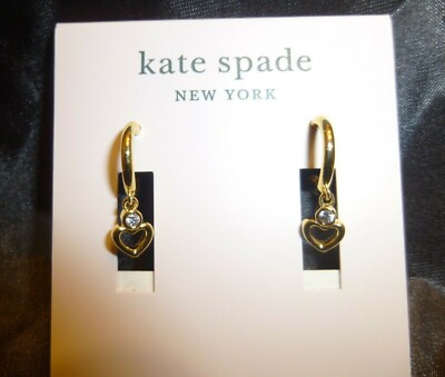 KATE SPADE SHINING SPADE HEARTS HUGGIES EARRINGS NWT