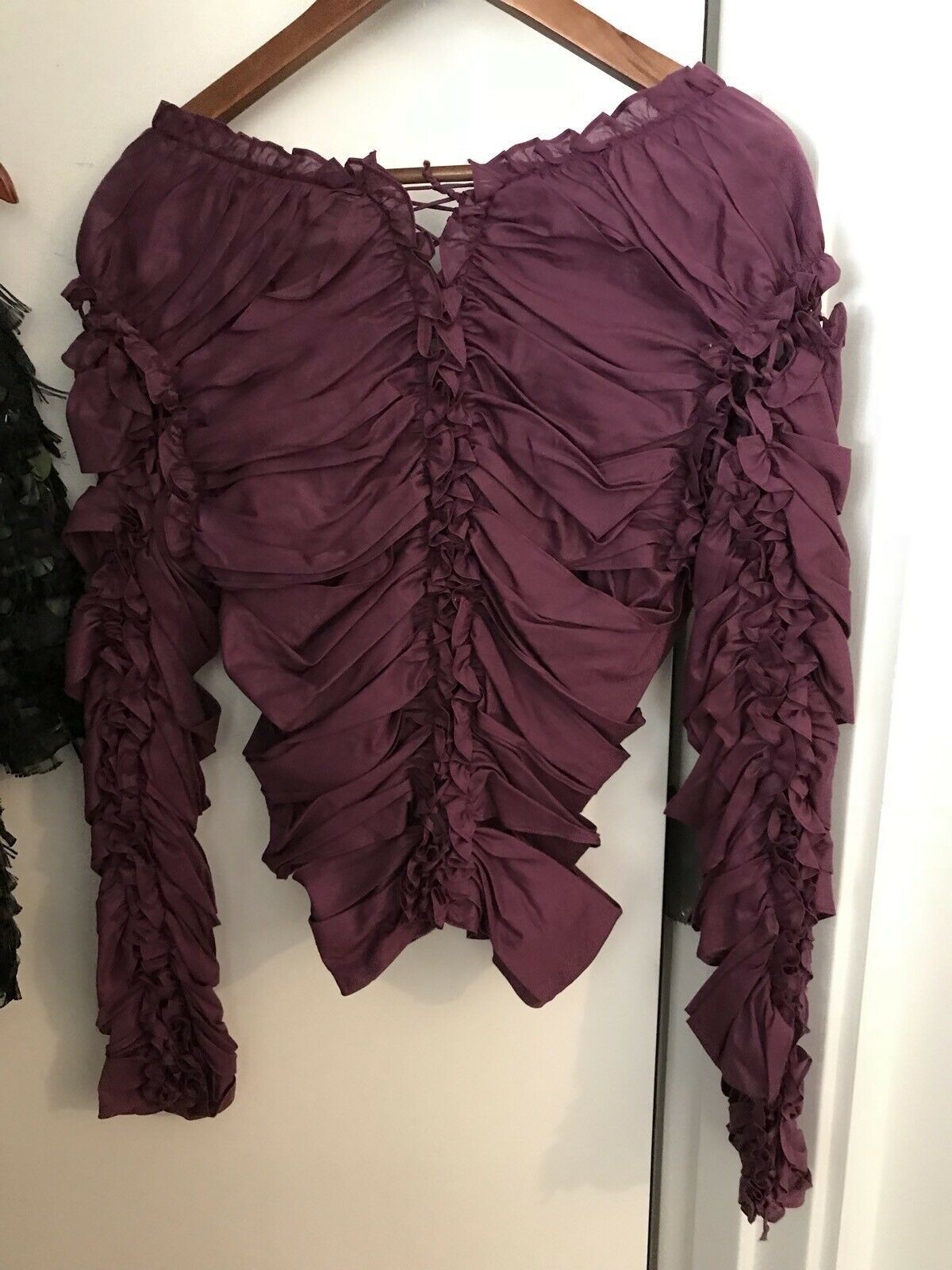 Saint Laurent Runway splendido corsetto top viola increspato 44IT COSÌ SEXY