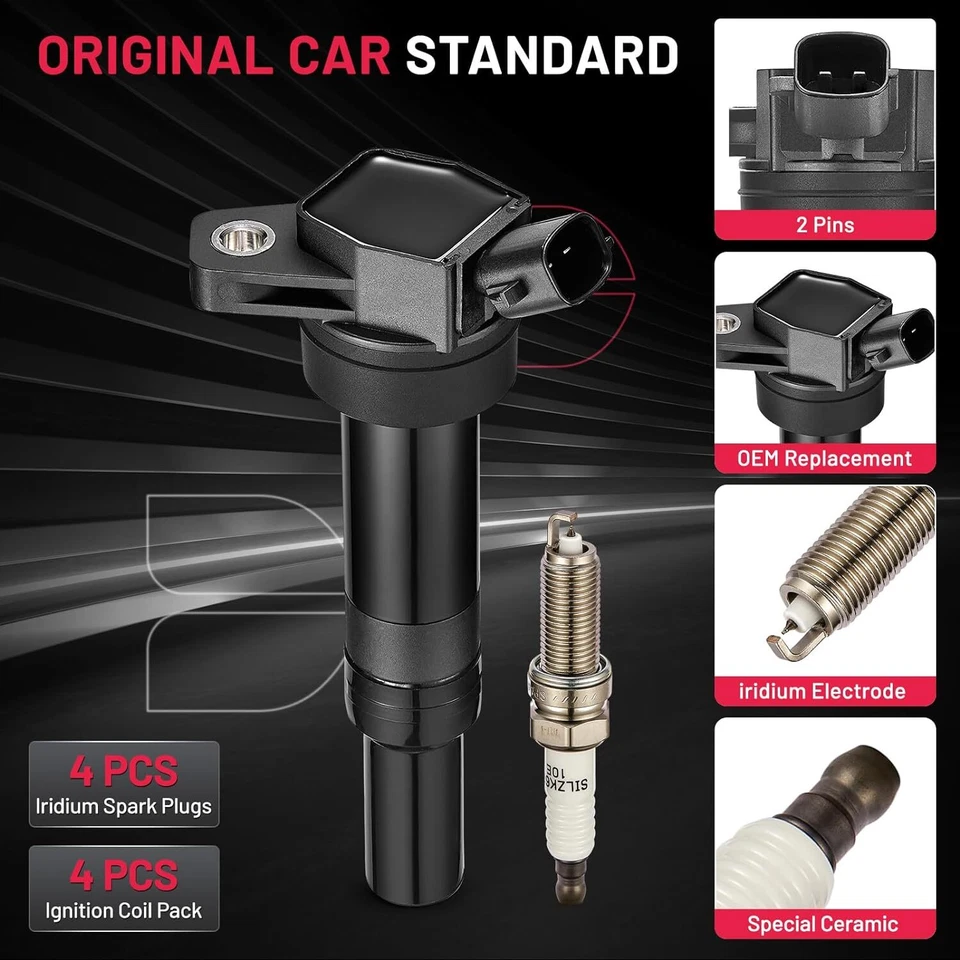 4X Bobinas de encendido + 4X Bujías para Hyundai Elantra 2012-2016 1,8L L4 UF651 Foto 2 de 4