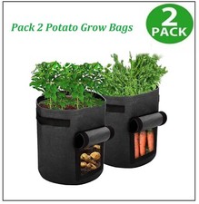 10 Gallon Potato Grow Planter Bags Vegetable Planting Bag Fabric Pot Onion 2Pack