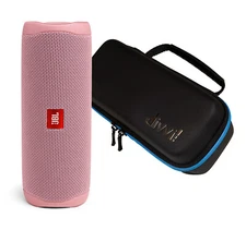 JBL Flip 5 Pink Bluetooth Speaker w/divvi! Hardshell Case Kit