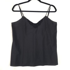 Vintage Wondermaid Satin Camisole Womens 34 V-Neck Adjustable Straps Black