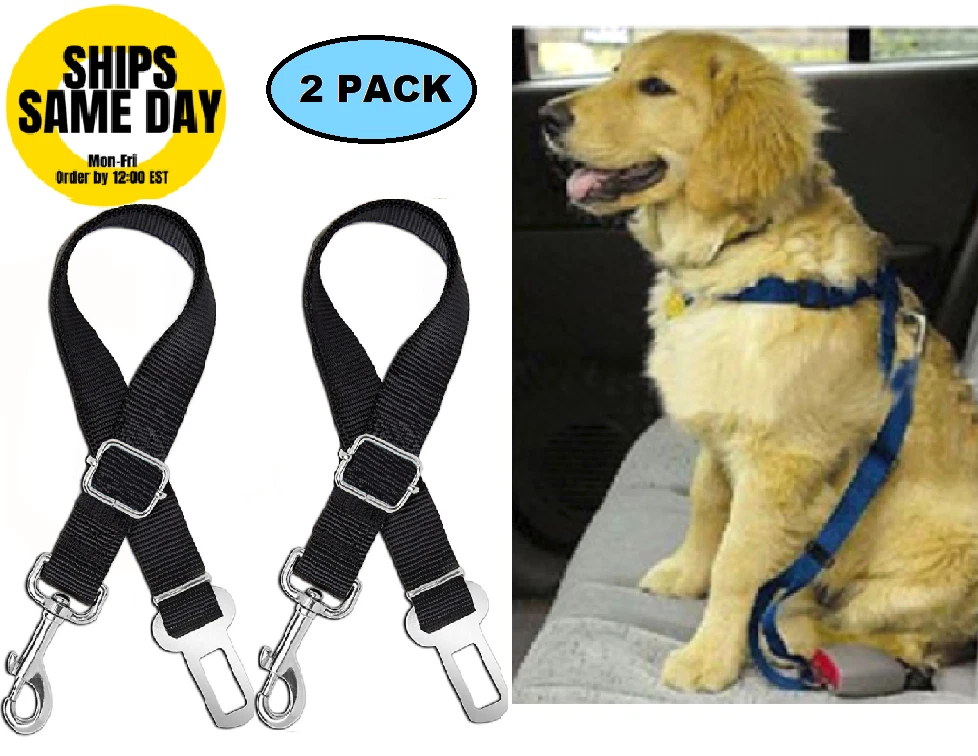 2 PK Cat DOG PET PAW SAFE Seatbelt Car Seat Belt Adjustable Harness Lead 5 STARS