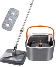 Zolele Spin Square Spin Mop & Bucket Self Rotating Mop-head for Hardwood Floor 