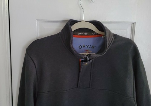 Orvis Men's 1/4 Zip Pullover Gray Cotton Blend Sweater Size Medium - Bild 2 von 6