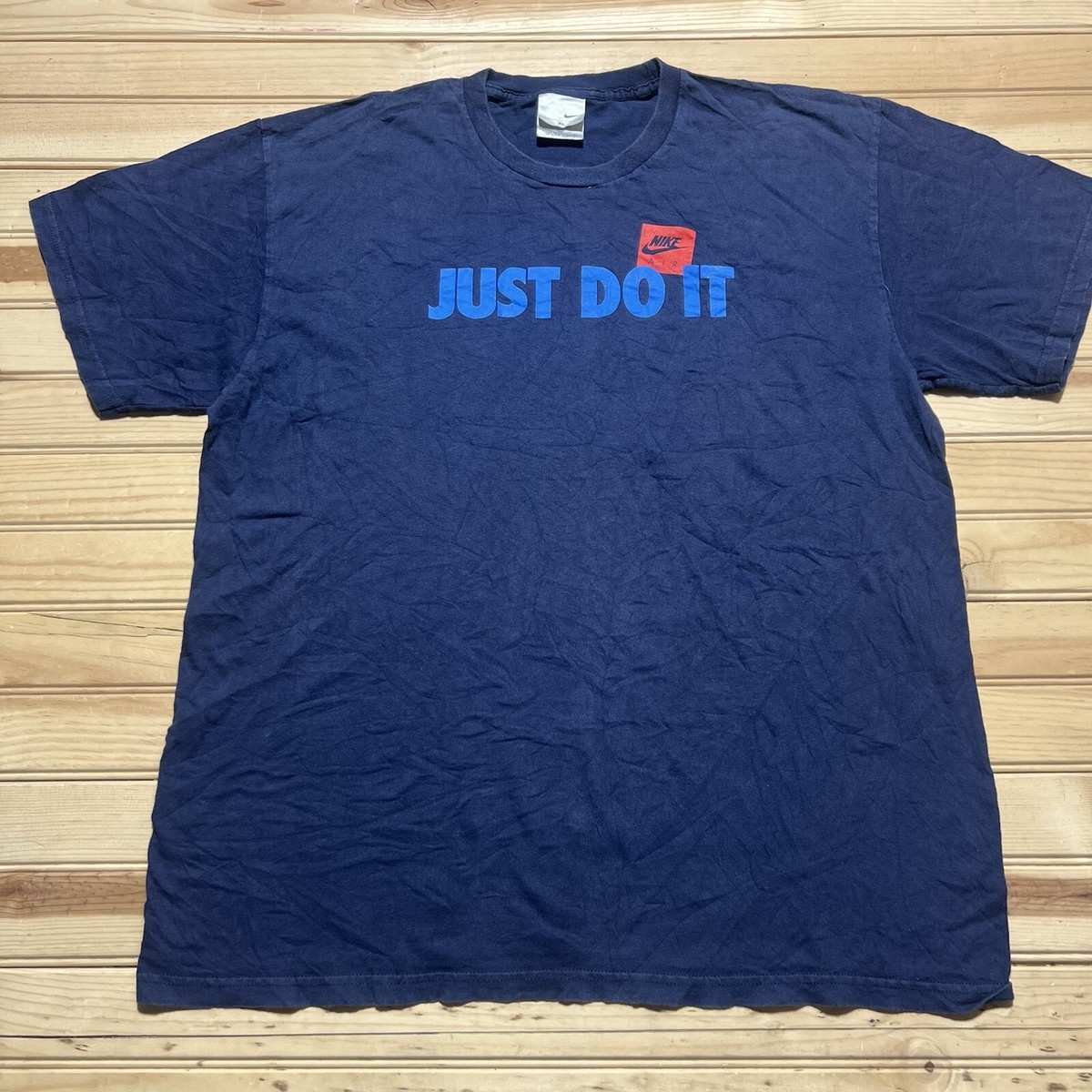 【COLOR iN ID】Vintage Baby T-shirt Vintage Nike Just Do It Shirt Blue Faded Box Logo Short
