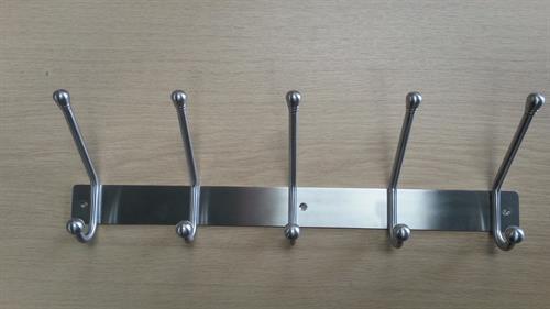 Hat and Coat Hook Rack (row of 5) satin stainless steel (JSS801)