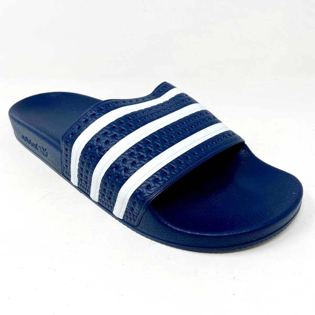 Men's White & Navy Blue adilette Slides, 288022