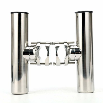 4-Piece Stainless Steel Rail Mount Fishing Rod Holder - Clamps On 1" To 1-1/4" Rails