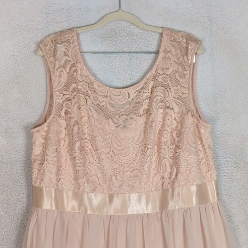 Ever Pretty Women's Pink Lace Sleeveless Tulle Maxi Dress Size 2XL - Picture 2 of 8