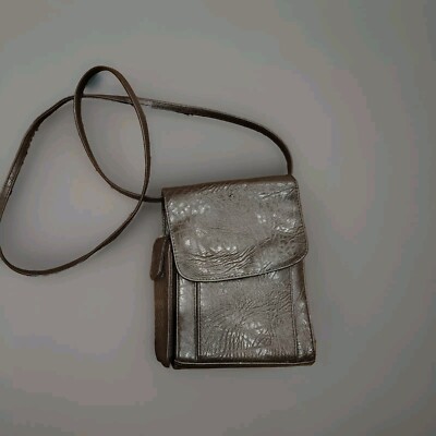 Croft & Barrow  Crossbody Purse Organizer Bag Faux Black Leather B23