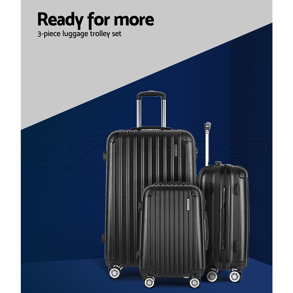 Wanderlite 3pcs Luggage Trolley Set Travel Suitcase Hard Case Carry On