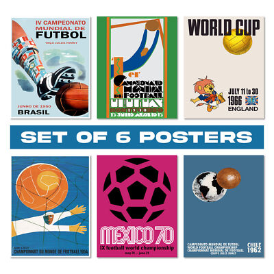 WM Fußball Wandposter - Fifa Sport Geschenk Wohndeko 6er Set Poster