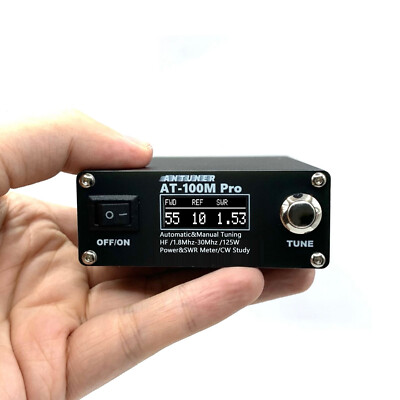 AT-100M Pro Antenna Tuner 1.8Mhz-30Mhz Automatic Manual Tuning 100W Power Meter