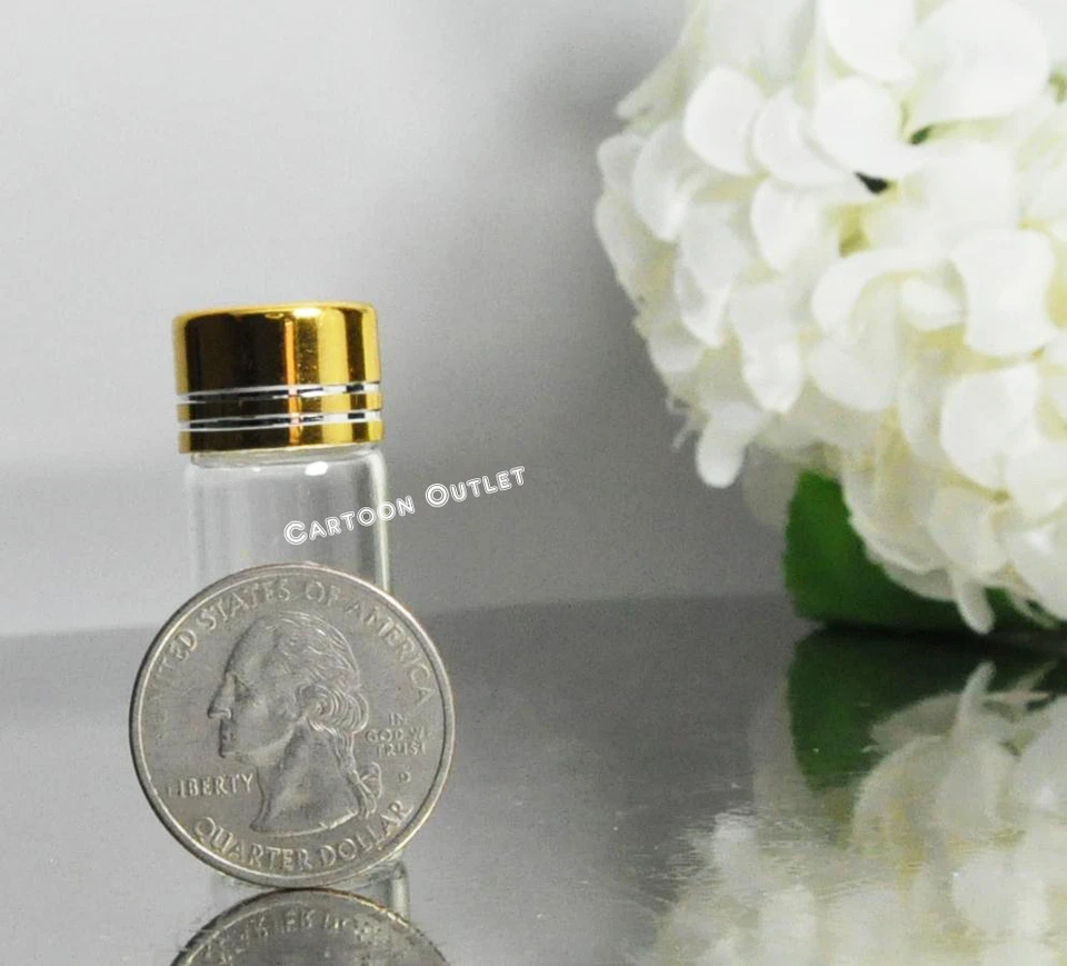 12 PC MINI GLASS BOTTLES GOLD BEACH WEDDING FAVORS RECUERDOS GIFTS DIY VIDRIO - Image 4 of 4