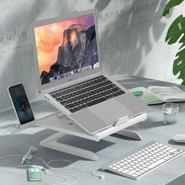 Portable Laptop Stand with Dual Phone Holders for Work or Study-image