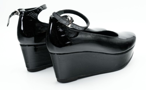 Robert Clergerie Vicky Women's Size 6 B Black Patent Leather Ankle Strap Wedges - Picture 9 of 13