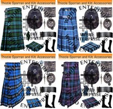 Scottish Highland Traditional Men's Dress Kilts Tartan 8 yard Kilt  Accessories