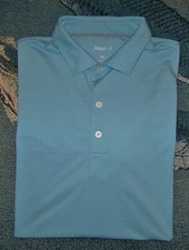 JOHNNIE-O Performance Polyester Spandex Golf Polo Button Shirt Sky Blue Size XL