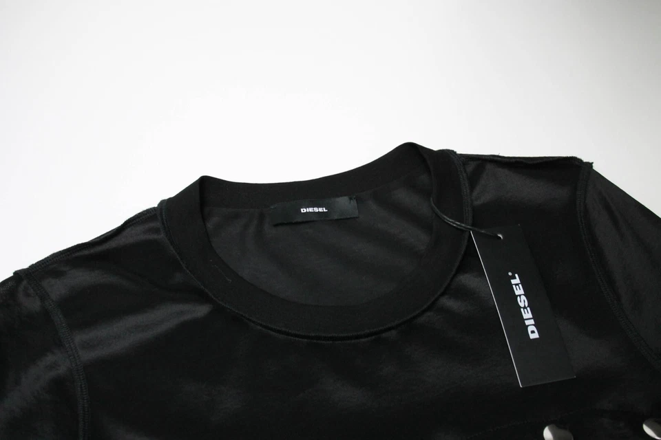 Blusa DIESEL Para Mujer PEQUEÑA Transparente Abierta Botón Detalles Negra Manga Larga Foto 4 de 4