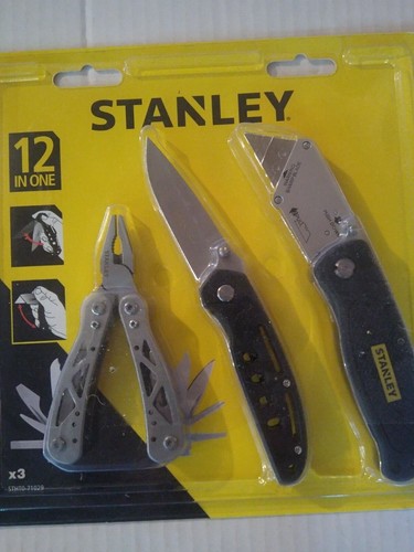 Lot De 3 Outils Stanley : Pince, Couteau, Cutter - Neuf Sous Emballage