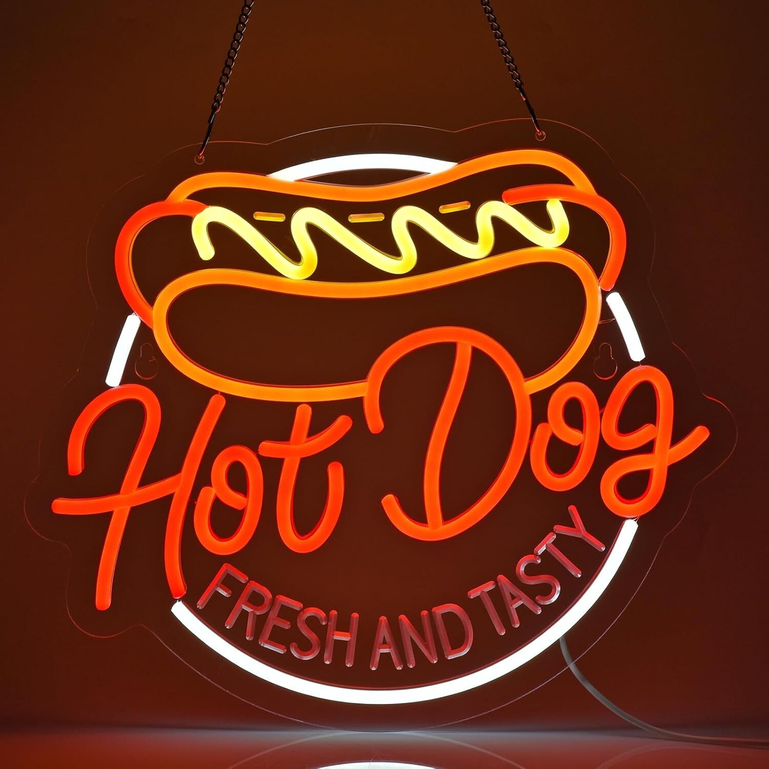Vibrant Neon Hot Dog Sign LED Wall Art for Restaurants & Bars